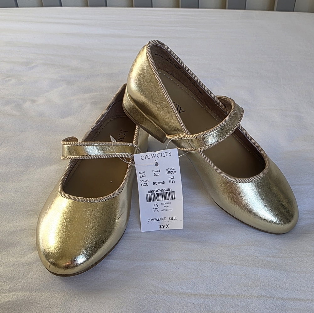 Crewcuts Gold Mary Jane Dress Shoes